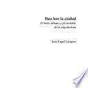 Libro Para leer la ciudad